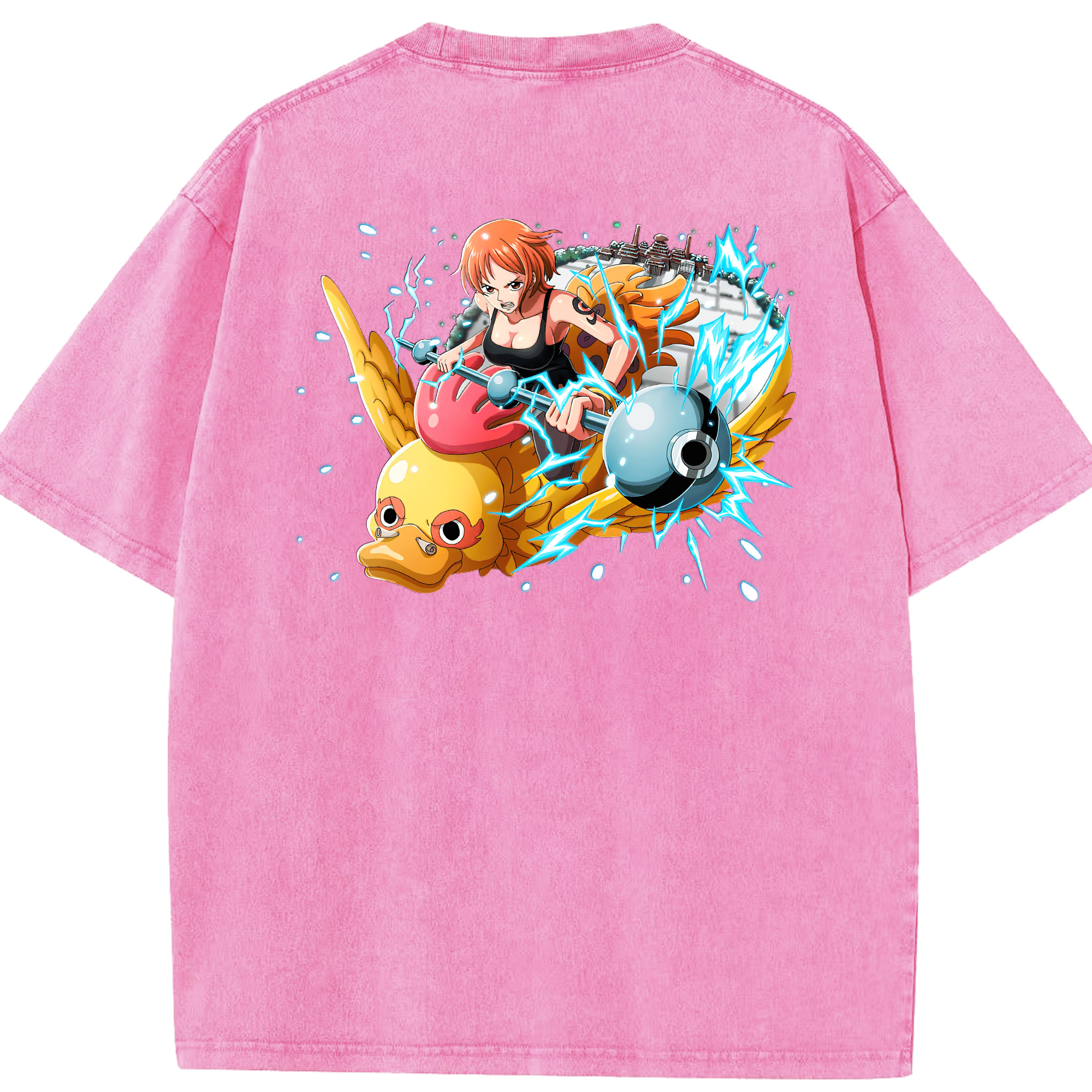 ワンピース ナミ ONE PIECE Nami 綿100% ヴィンテージ風 半袖Tシャツ（背面プリント）